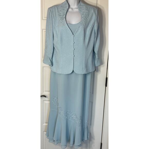 Plaza South Dresses & Skirts - Mother/Grandmother of the Bride Blue 2pc Long Formal Gown w/Jacket 12